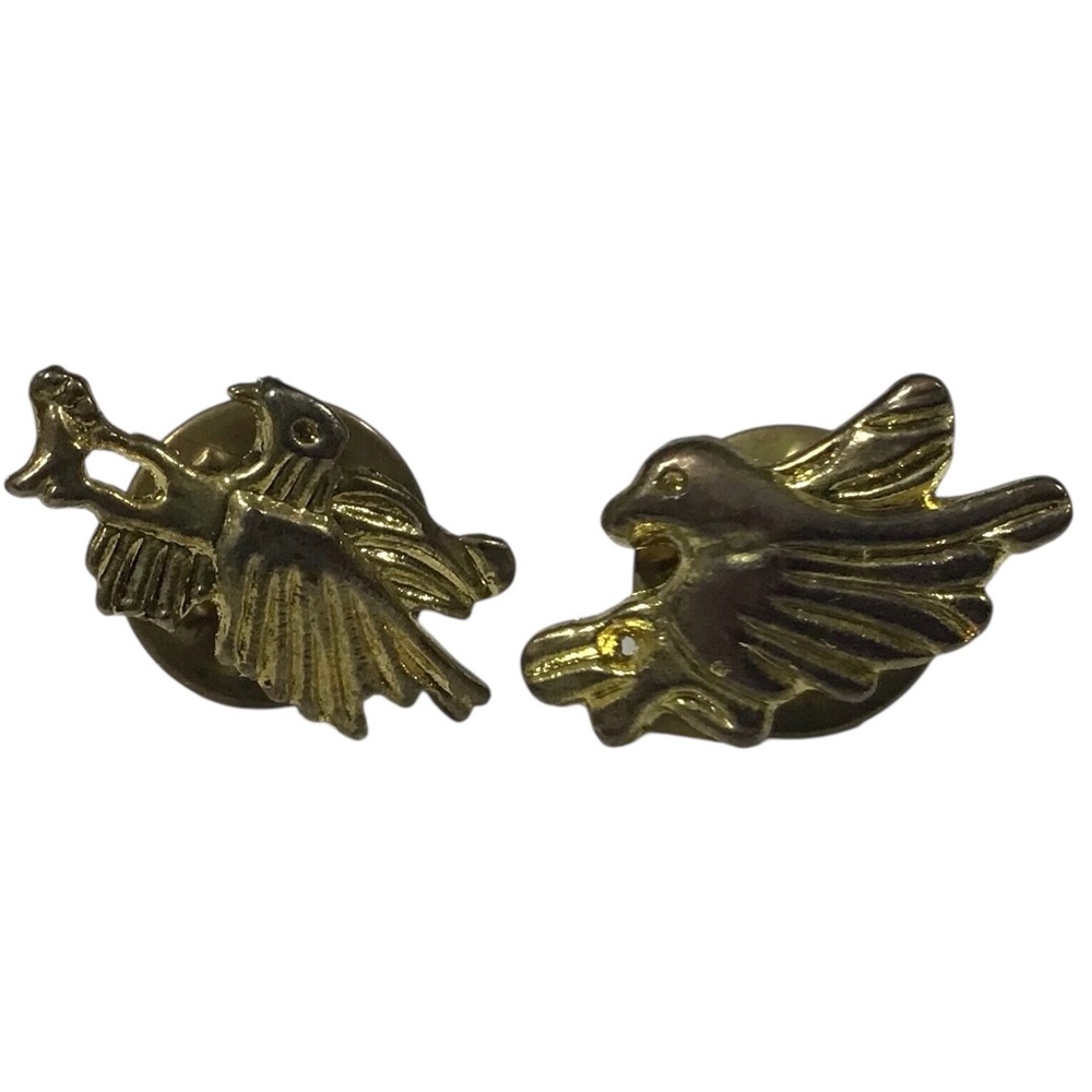 2 Birds Pins Brooch Gold Tone Hat Collectible Fashion Jewelry